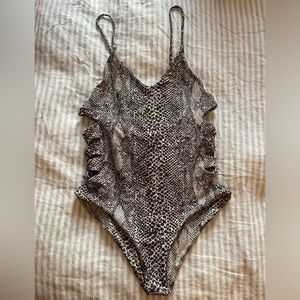 Acacia Swimwear Snakeskin side detail one piece swimsuit